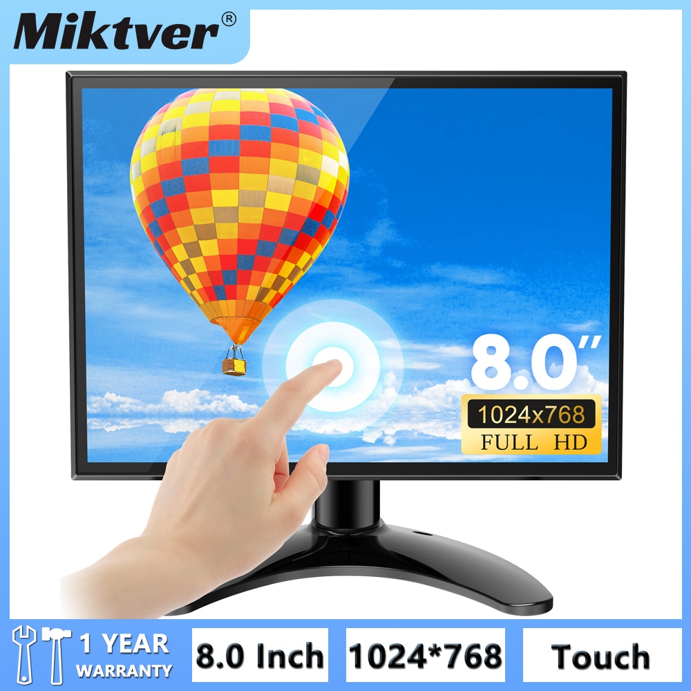 Miktver MK08-2  Ǯ ̷  ġ ũ, ޴ HDMI VGA AV BNC Ʈ , Ŀ , 1024x768 IPS, 8 ġ